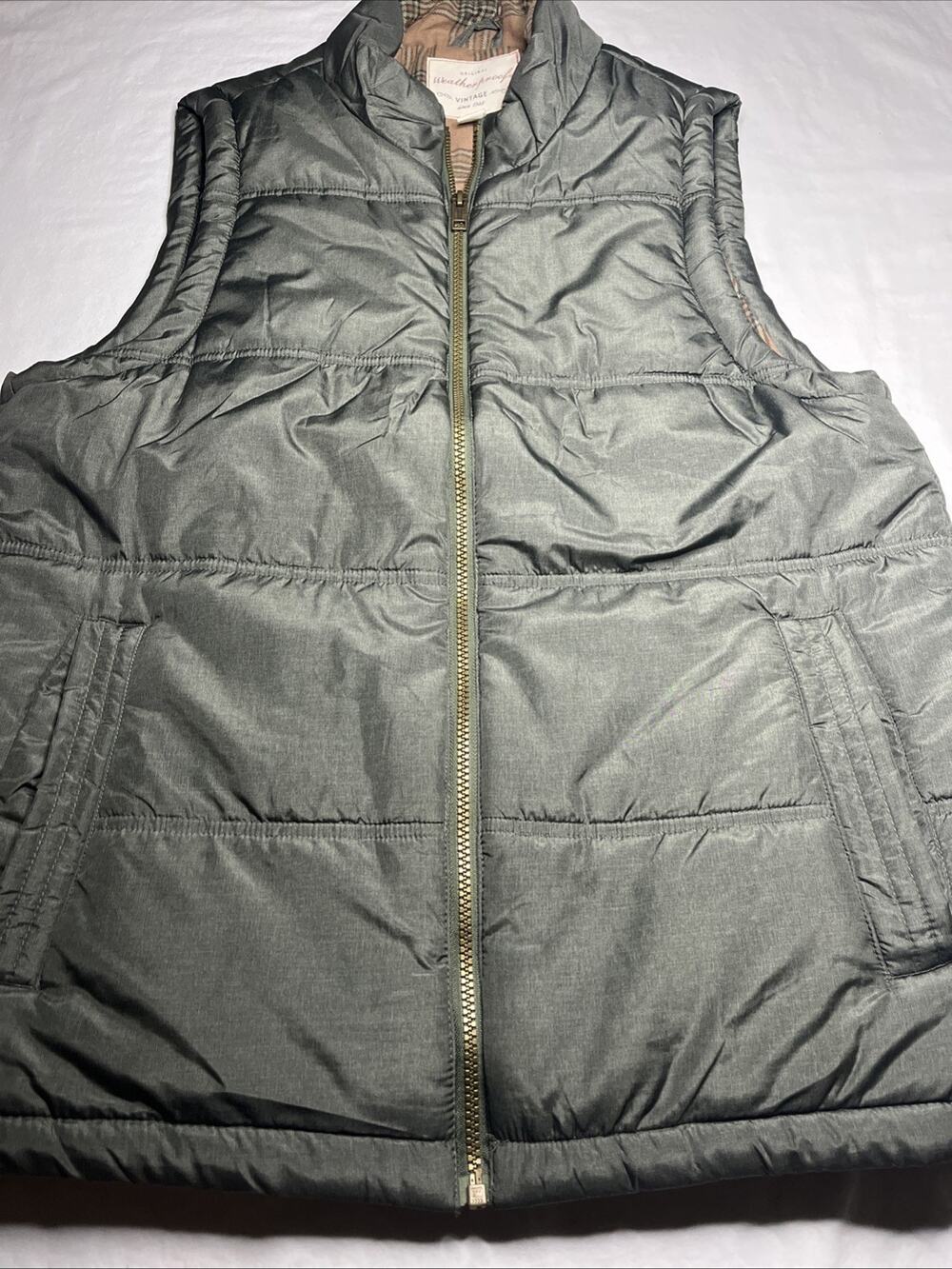 Weatherproof Men’s Medium Sage Green Vest With Flannel Interior